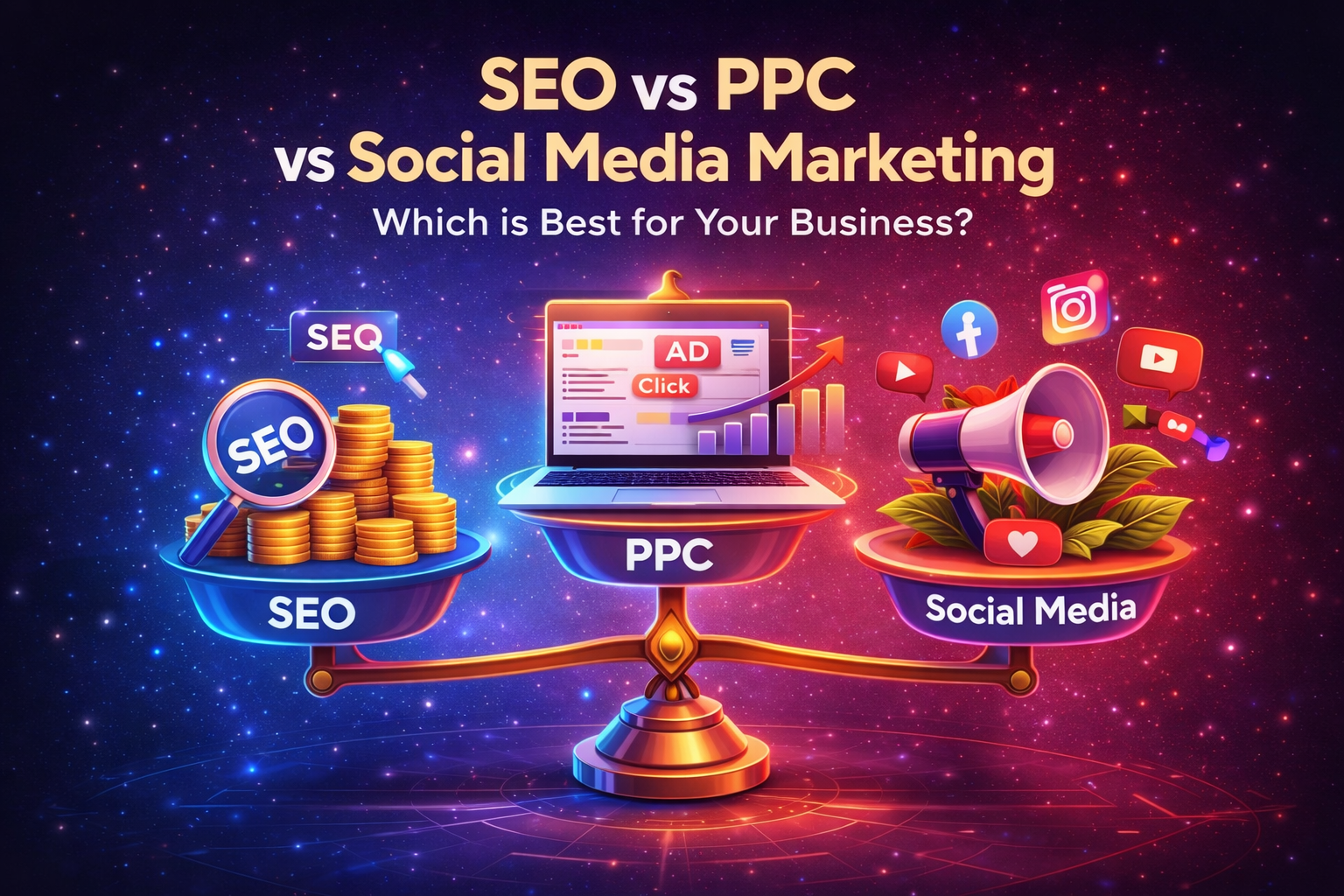 seo vs ppc vs social media marketing