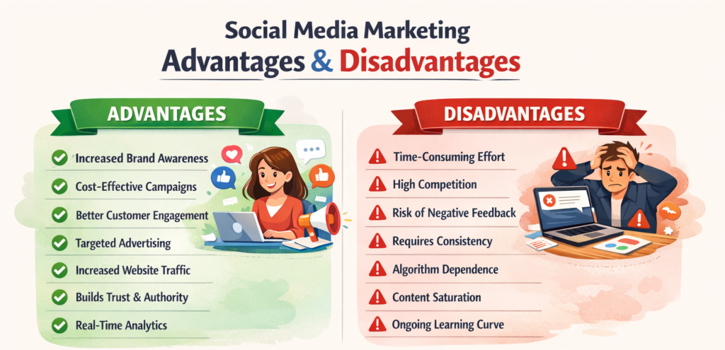 social media marketing advantgae or disadvantage